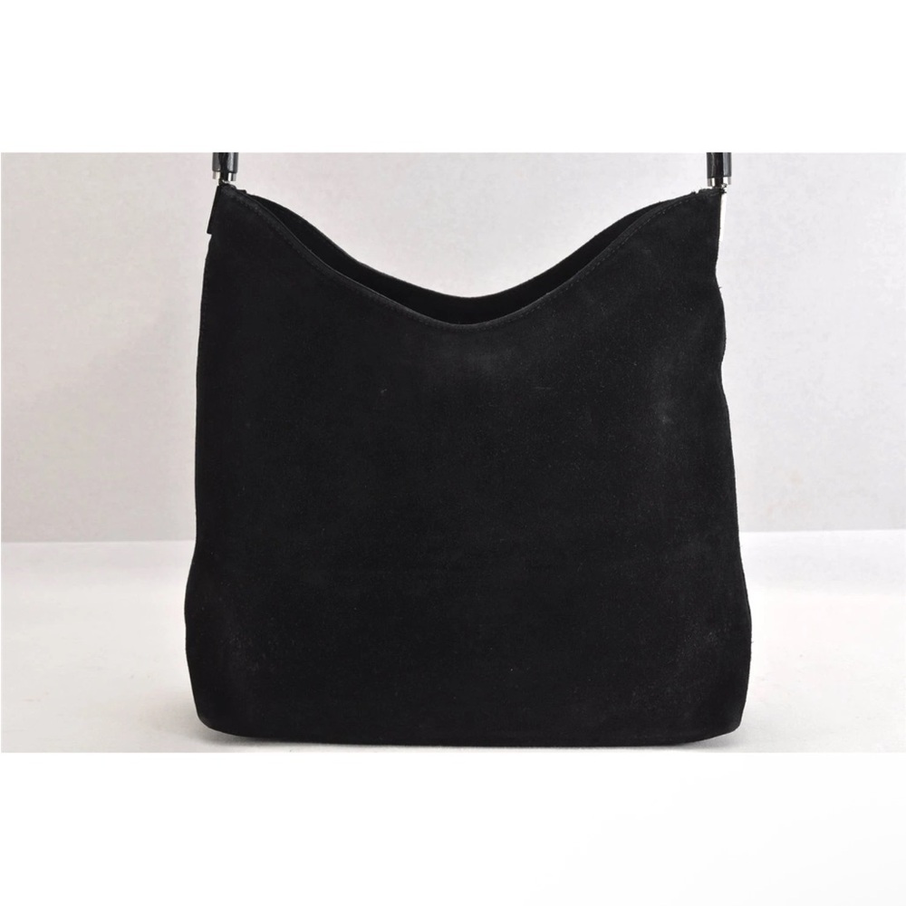 Gucci Black Suede Bamboo Handbag EUC - Picture 2 of 10